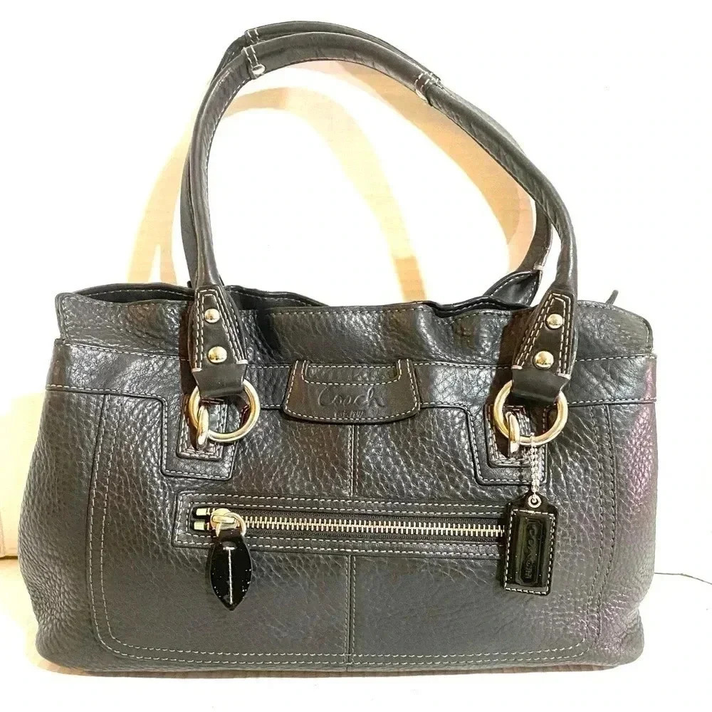Coach vintage black leather satchel handbag - Picture 1 of 8